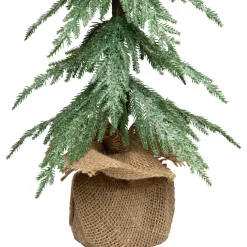 Hot Mini Icy Pine Christmas Tree in Burlap Base - 24