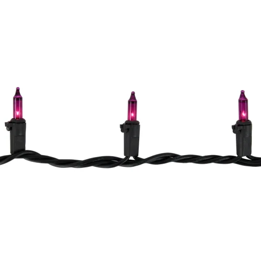 Best Mini Incandescent Christmas Light Set - Purple - 20.25' Black Wire - 100ct Incandescent
