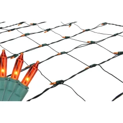 Online Mini Incandescent Net Style Christmas Lights - Orange - 4' x 6' - Green Wire Net Lights
