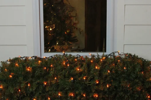 Online Mini Incandescent Net Style Christmas Lights - Orange - 4' x 6' - Green Wire Net Lights