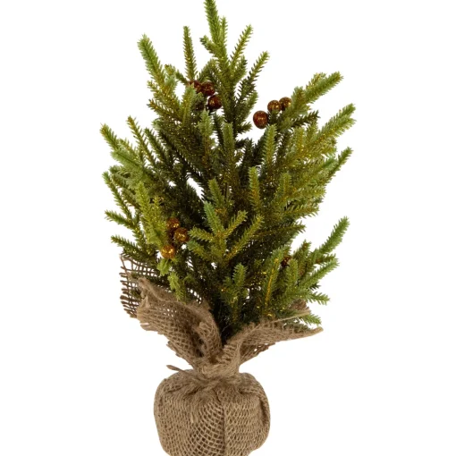 Discount Mini Pine with Berries Artificial Christmas Tree in Burlap Base - 12" - Unlit Unlit