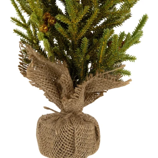 Discount Mini Pine with Berries Artificial Christmas Tree in Burlap Base - 12" - Unlit Unlit