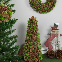 Sale Mini Pinecone and Frosted Wild Berries Christmas Cone Tree - 15" Trees