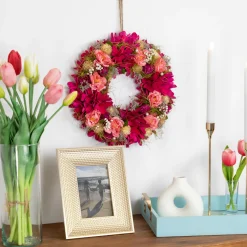 Online Mixed Floral and Berries Artificial Spring Wreath - 12.5" Unlit