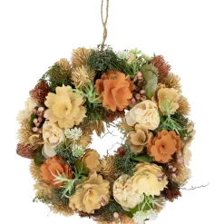 Best Mixed Floral Artificial Spring Wreath - 9.75" - Beige and Peach Unlit