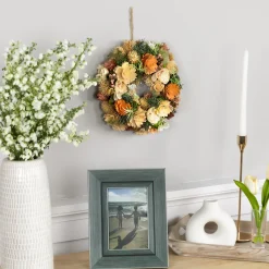 Best Mixed Floral Artificial Spring Wreath - 9.75" - Beige and Peach Unlit