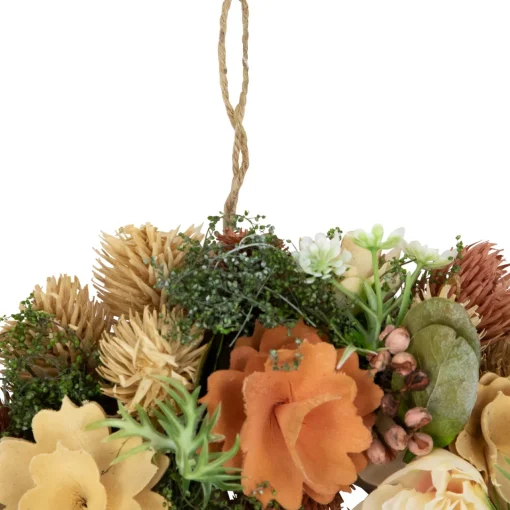 Best Mixed Floral Artificial Spring Wreath - 9.75" - Beige and Peach Unlit