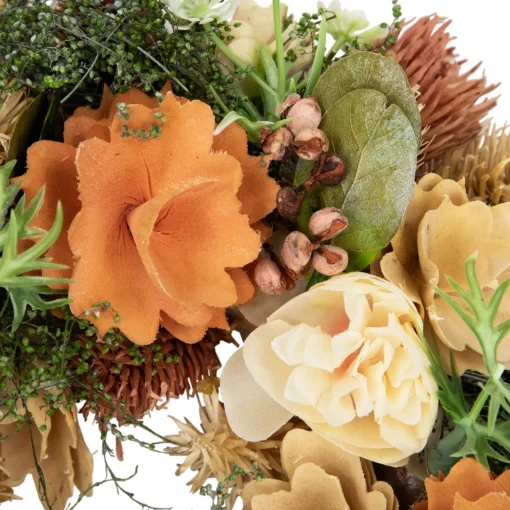 Best Mixed Floral Artificial Spring Wreath - 9.75" - Beige and Peach Unlit