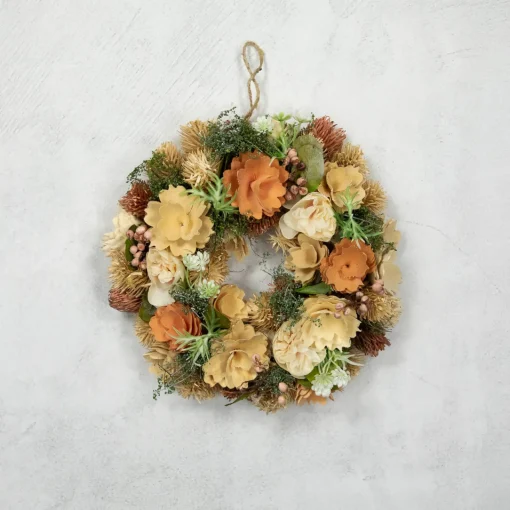 Best Mixed Floral Artificial Spring Wreath - 9.75" - Beige and Peach Unlit