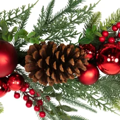 Clearance Mixed Foliage with Jingle Bells and Ornaments Artificial Christmas Garland - 6' x 8