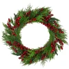 Online Mixed Pine and Berries Artificial Christmas Wreath - 26 inch, Unlit Unlit