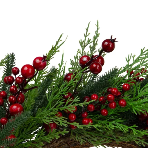 Online Mixed Pine and Berries Artificial Christmas Wreath - 26 inch, Unlit Unlit