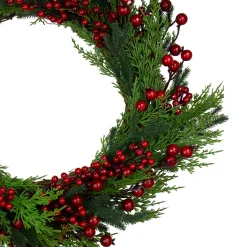 Online Mixed Pine and Berries Artificial Christmas Wreath - 26 inch, Unlit Unlit