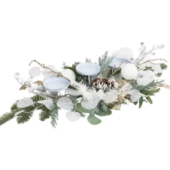 Mixed Winter Foliage and Berries Christmas Pillar Candle Holder - 24" Candle Holders