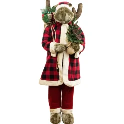 New Moose Santa Claus Standing Christmas Figure - 48" Santa Claus