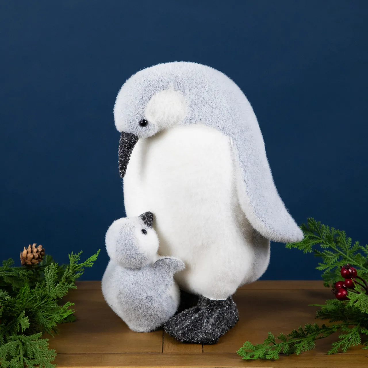 Mother Penguin with Chick Christmas Figurine - 10.75" Animals