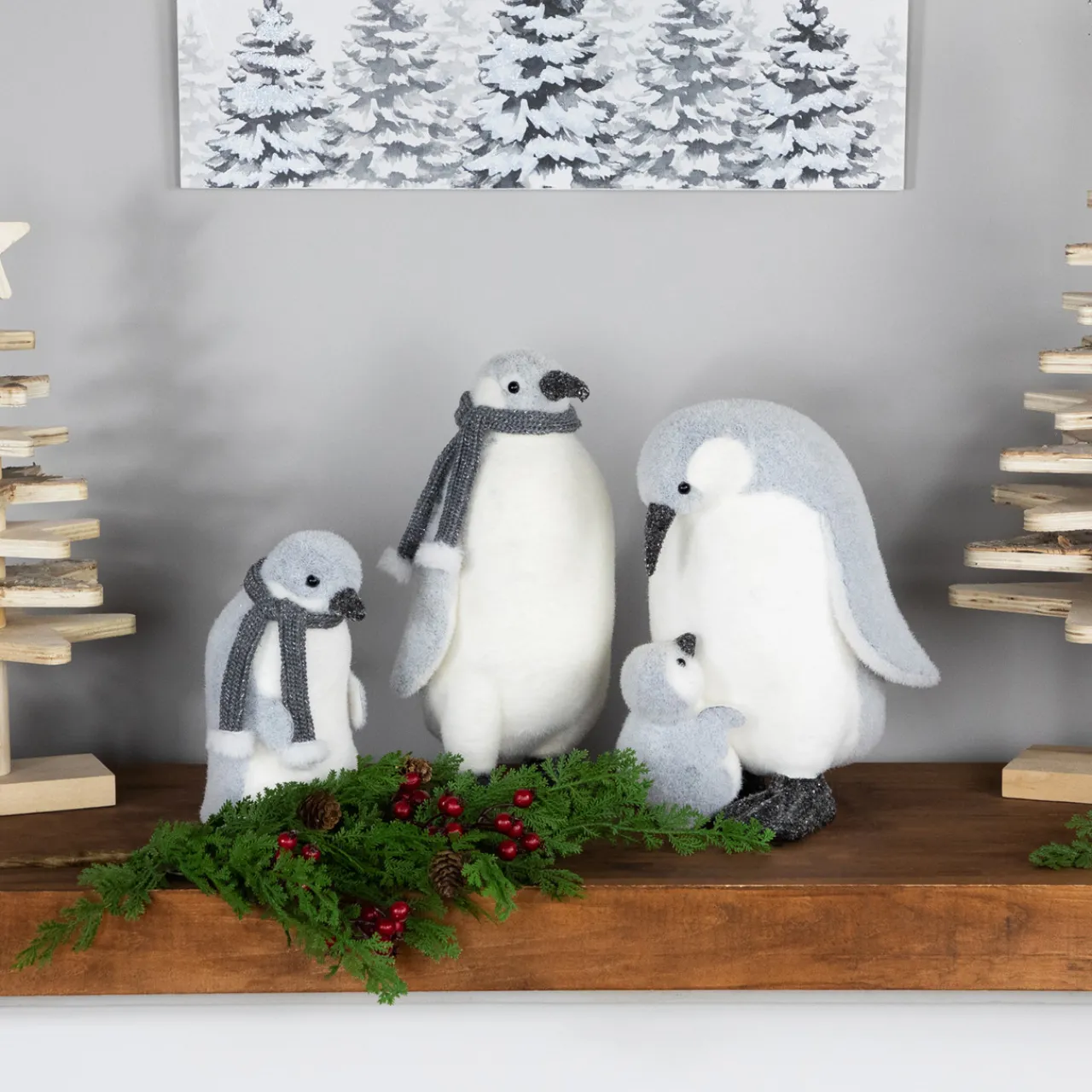 Mother Penguin with Chick Christmas Figurine - 10.75" Animals