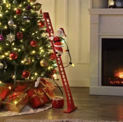 Outlet Animated and Musical Climbing Santa with Light Strand People