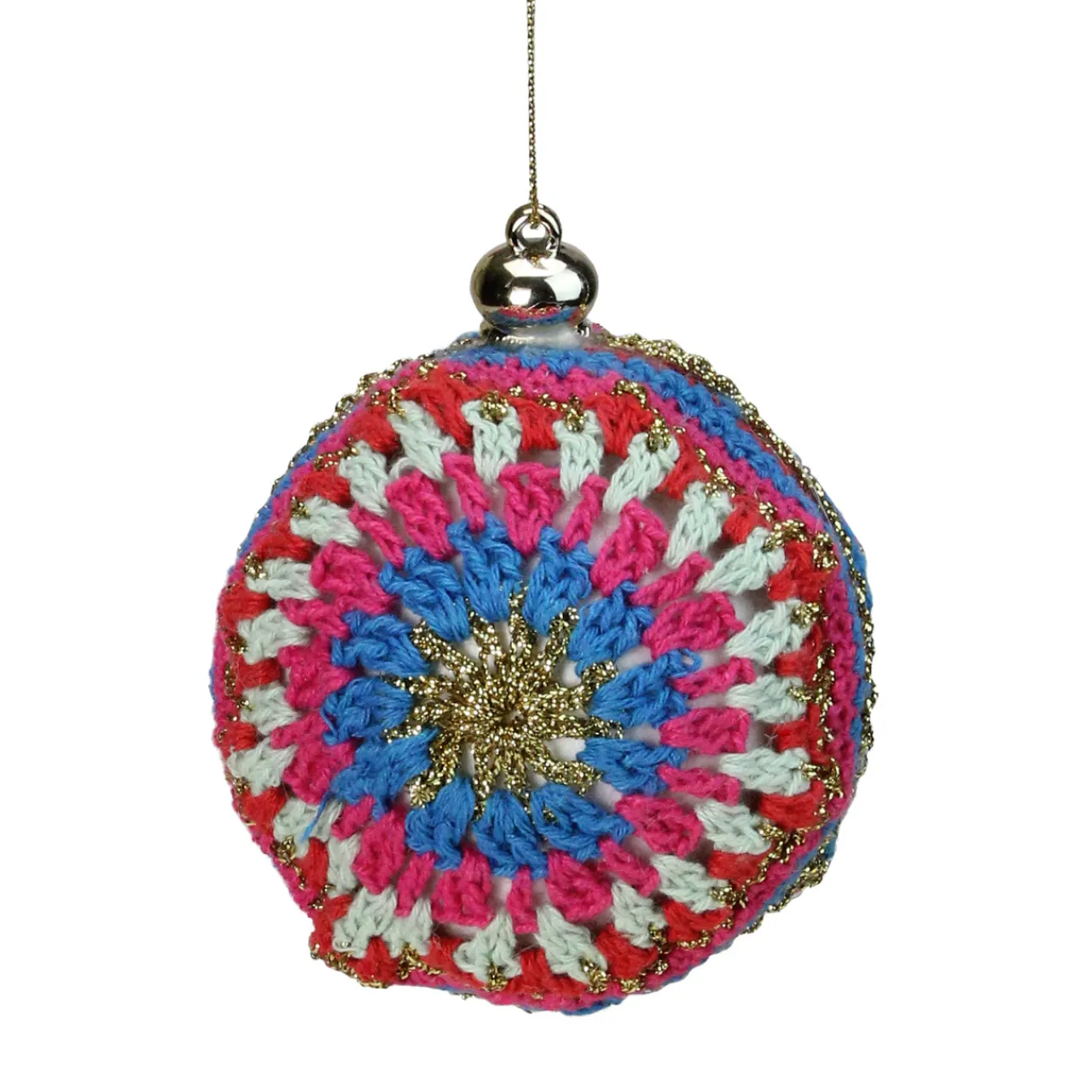 Sale Multi-Color Knit Christmas Disc Ornament 4" (100mm) Disk Ornaments