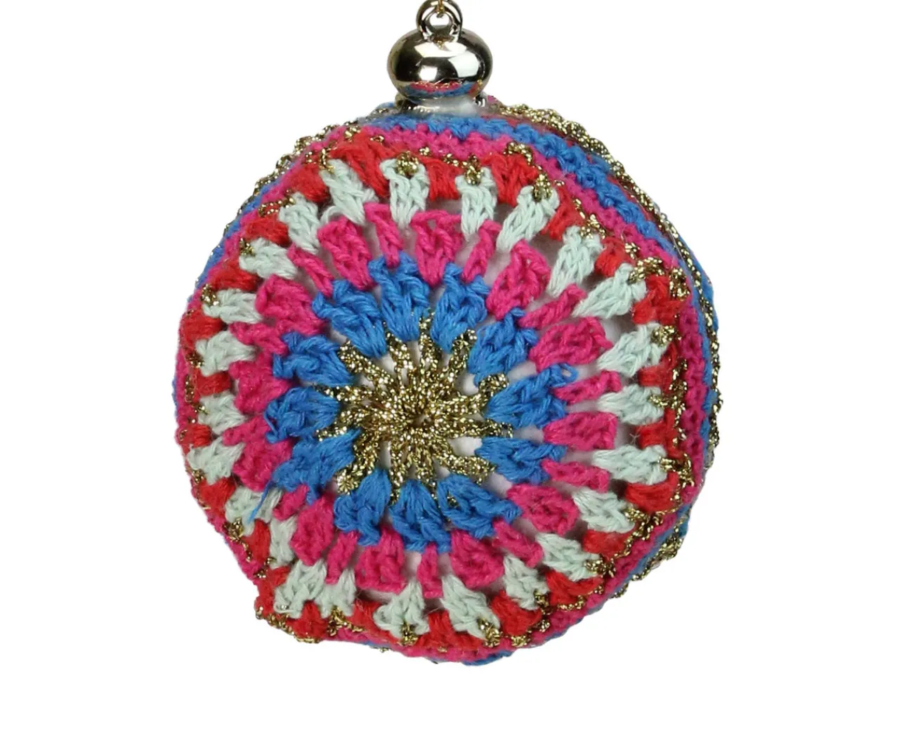 Sale Multi-Color Knit Christmas Disc Ornament 4" (100mm) Disk Ornaments