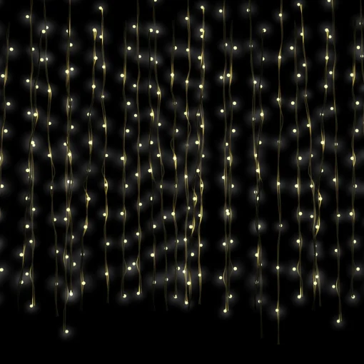 Best Multi-Function Window Curtain Christmas Lights - Warm White LED - 10' - Clear Wire - 3000ct Novelty