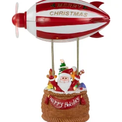 Online Musical and Animated Blimp and Santa Christmas Decoration - 8.5" - Red and White Animated & Musical