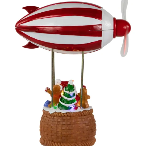Online Musical and Animated Blimp and Santa Christmas Decoration - 8.5" - Red and White Animated & Musical