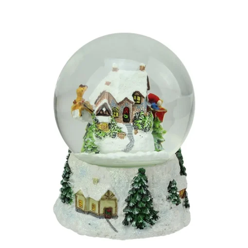 Best Musical and Animated Santa and Reindeer Rotating Christmas Water Globe - 6.75" Snow Globes