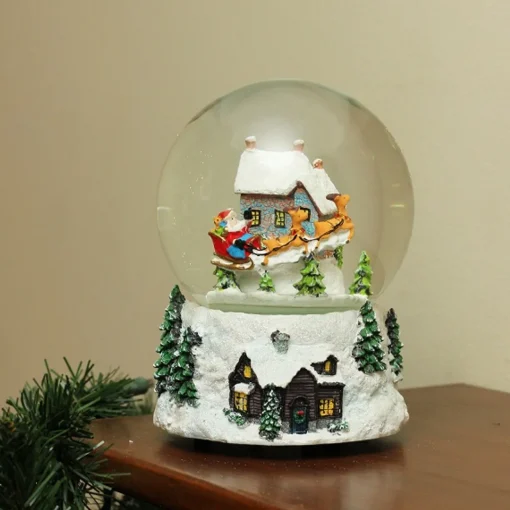 Best Musical and Animated Santa and Reindeer Rotating Christmas Water Globe - 6.75" Snow Globes