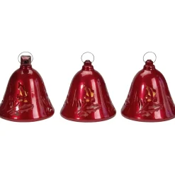 Clearance Musical Lighted Red Bells Christmas Decorations - 6.5