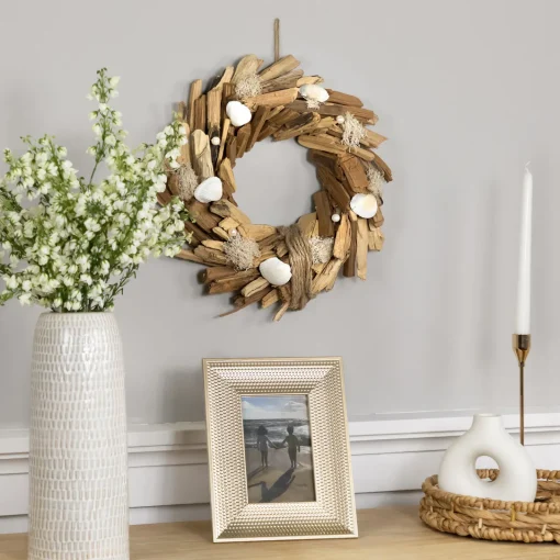 Sale Natural Driftwood and Seashell Artificial Wreath - 14" Unlit
