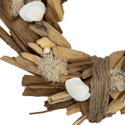 Sale Natural Driftwood and Seashell Artificial Wreath - 14
