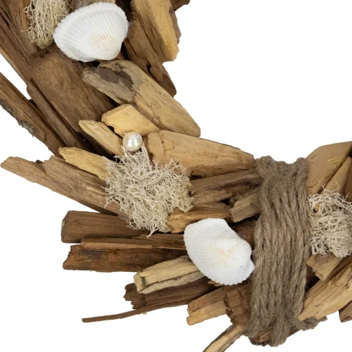 Sale Natural Driftwood and Seashell Artificial Wreath - 14" Unlit