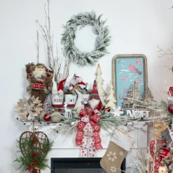 Outlet Noel and Snowflake Christmas Sign with Pinecone Holly - 10.25" - White and Silver Wall