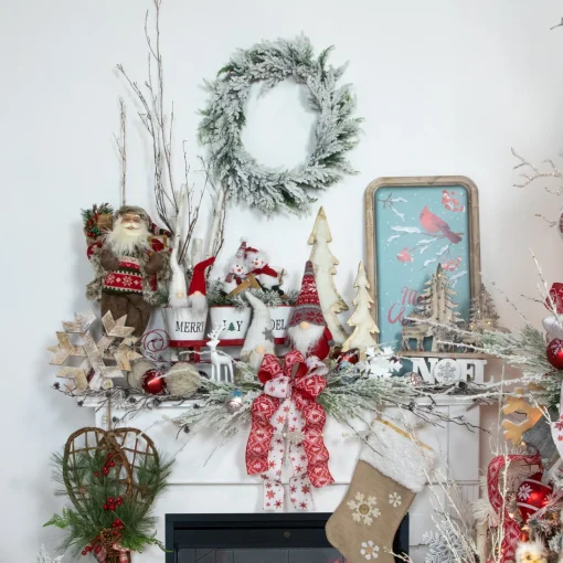 Outlet Noel and Snowflake Christmas Sign with Pinecone Holly - 10.25" - White and Silver Wall