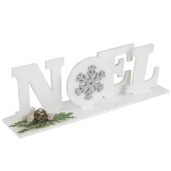 Outlet Noel and Snowflake Christmas Sign with Pinecone Holly - 10.25