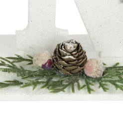 Outlet Noel and Snowflake Christmas Sign with Pinecone Holly - 10.25