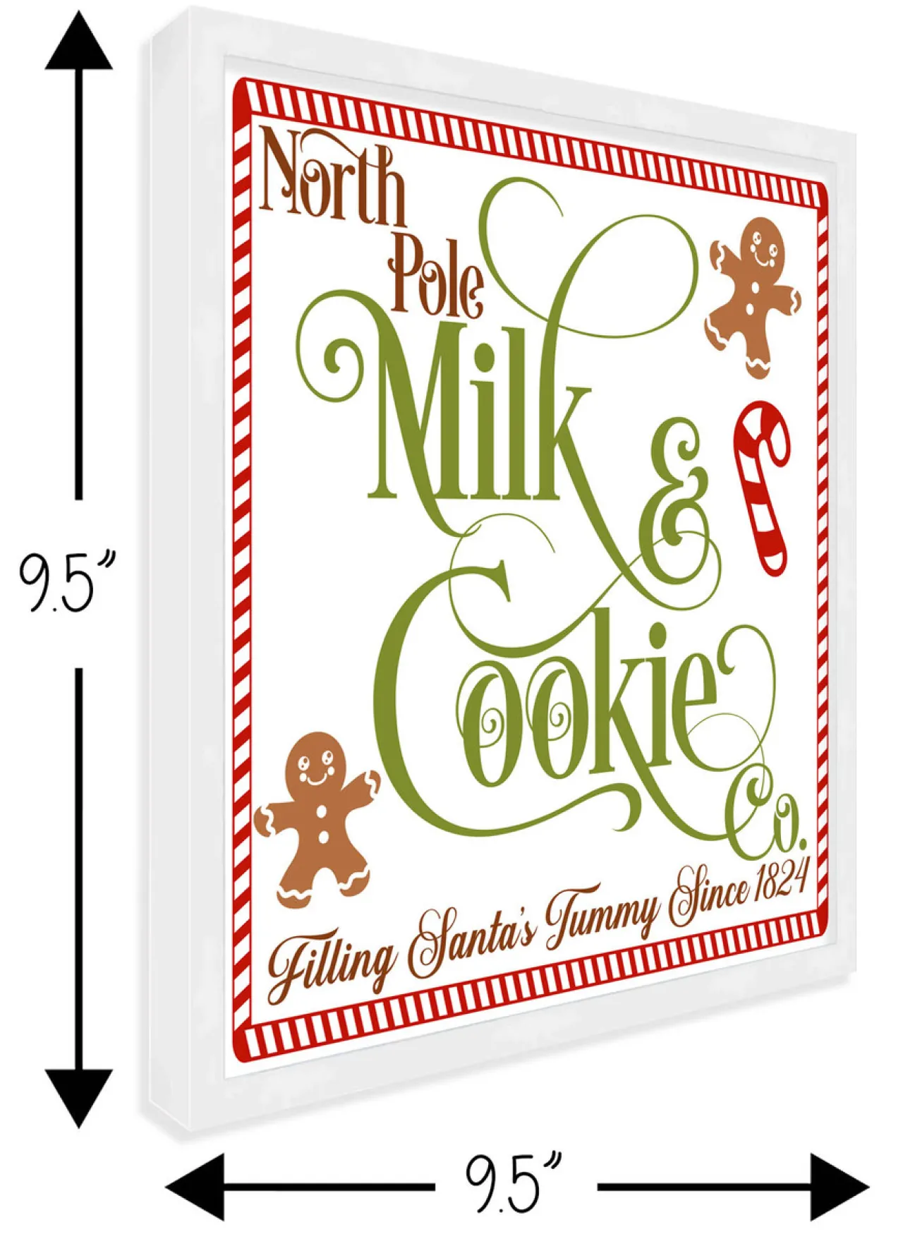 Discount North Pole Milk and Cookie Co 9.5" x 9.5" Framed Christmas Wall Decor Art Print Sign Poster in a Natural Wooden Frame with UV Acrylic and Hangers Wall