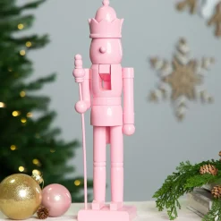 Online Nutcracker King with Scepter and Crown Standing Christmas Figure - 15" - Pink Nutcrackers