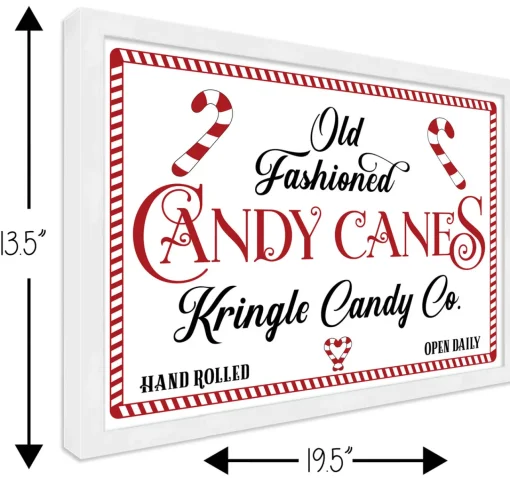 Best Old Fashioned Candy Canes Kringle Candy Co 13.5" x 19.5" Framed Christmas Wall Decor Sign Poster in a Natural Wooden Frame with UV Acrylic Wall