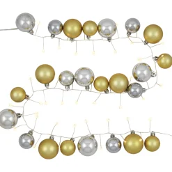 Clearance Ornament String Christmas Lights - Warm White - 3.75' Silver Wire - 50ct - Gold Battery Operated