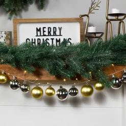Clearance Ornament String Christmas Lights - Warm White - 3.75' Silver Wire - 50ct - Gold Battery Operated