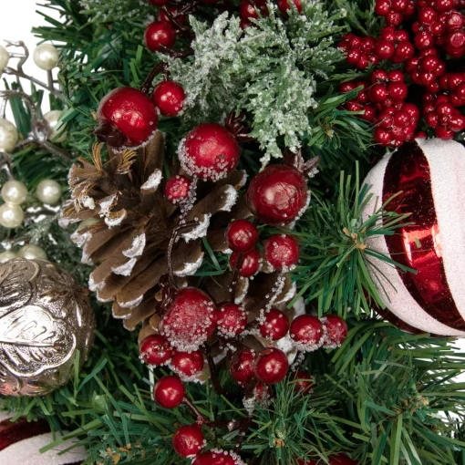 Ornaments and Pinecones Artificial Pine Christmas Wreath - Unlit - 28" Pre Decorated