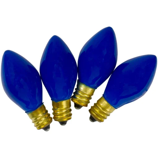 Outlet Pack of 4 Blue Opaque C7 Christmas Replacement Bulbs - 2" Replacement Bulbs