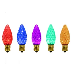 Discount Pack of 25 Faceted C7 LED Multi-Color Christmas Replacement Bulbs Replacement Bulbs