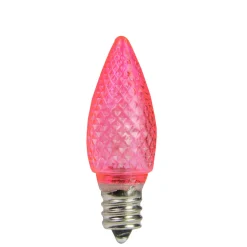 Outlet Pack of 25 Faceted LED C7 Pink Christmas Replacement Bulbs Replacement Bulbs