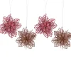 Pack of 4 Glittered Pink Poinsettia Christmas Ornaments 6" Garden & Floral