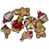 Online Pack of 8 Gold and Red Gingerbread Men with Sweet Treats Christmas Ornaments 3" Food & Beverage