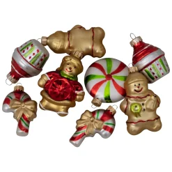 Online Pack of 8 Gold and Red Gingerbread Men with Sweet Treats Christmas Ornaments 3" Food & Beverage