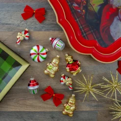 Online Pack of 8 Gold and Red Gingerbread Men with Sweet Treats Christmas Ornaments 3" Food & Beverage